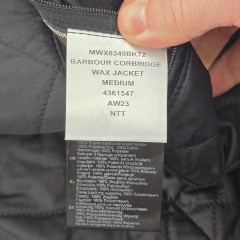 Barbour Corbridge Waxed Quilt Lined Jacket Black Men's Medium