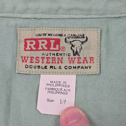 RRL Ralph Lauren Western Aztec Snap Pearl Shirt Green Men's Small