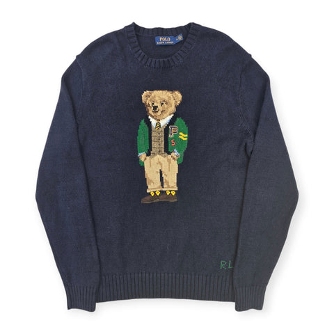 Polo Ralph Lauren Bear Knitted Jumper Blue Men's Medium