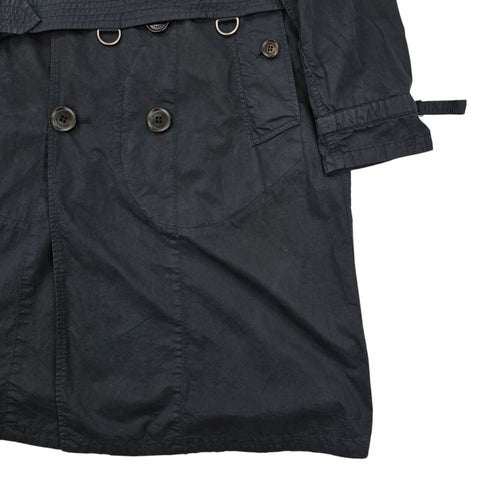 Burberry Gabardine Double Breasted Trench Coat Black Men's Medium