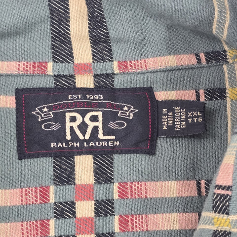 RRL Ralph Lauren Brown Bear Multi Check Overshirt Jacket Men's XXL