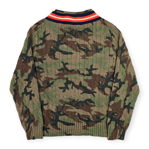 Polo Ralph Lauren Tiger Cable Knit Camouflage Cricket Jumper Men's Large