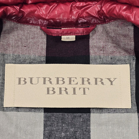 Burberry Brit Down Puffer Quilted Jacket Red Men's Medium