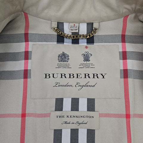 Burberry Kensington Double Breasted Nova Check Trench Coat Brown Men's Large