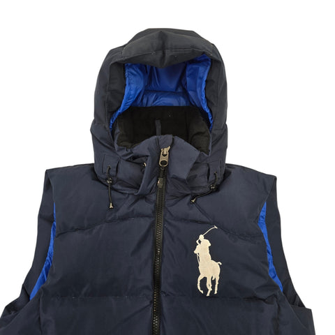 Polo Ralph Lauren Big Pony Tyrol Down Puffer Gilet Jacket Blue Men's Medium