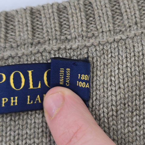 Polo Ralph Lauren Tiger Cable Knit Camouflage Cricket Jumper Men's Large