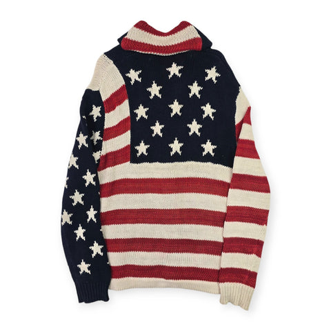 Polo Ralph Lauren USA Flag Shawl Knitted Cardigan Men's Medium
