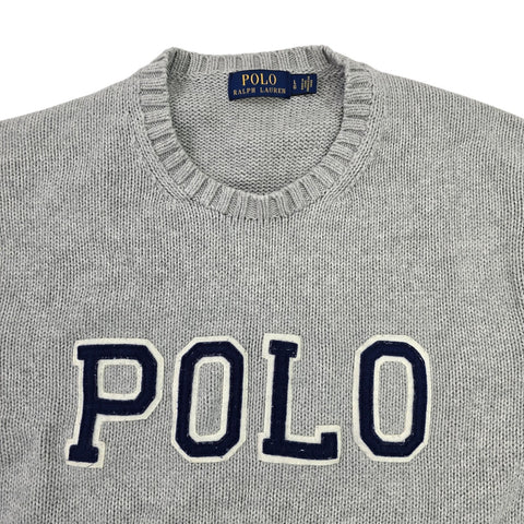 Polo Ralph Lauren Spellout Knitted Jumper Grey Men's Large
