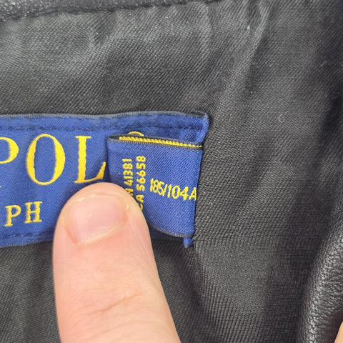 Polo Ralph Lauren Iconic Leather Motorcycle Bomber Jacket Black Men's Large