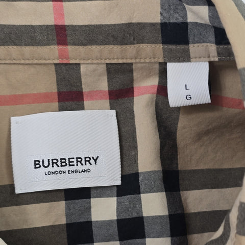 Burberry Caxton Poplin Nova Check Short Sleeve Shirt Men's Large