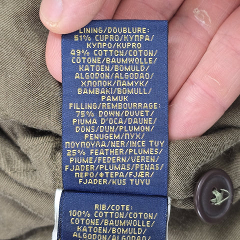 Polo Ralph Lauren B-15 Military Down Bomber Jacket Green Men's Small