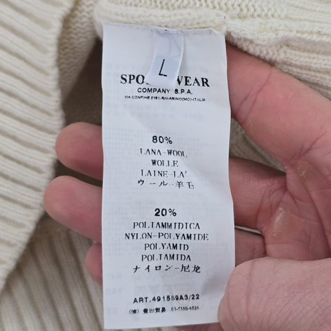 Stone Island Y2K 2008 Badge Logo Knitted Jumper Cream Men's Large