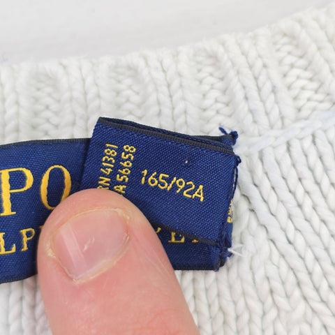 Polo Ralph Lauren Spellout Cricket Knitted Jumper White Men's Medium