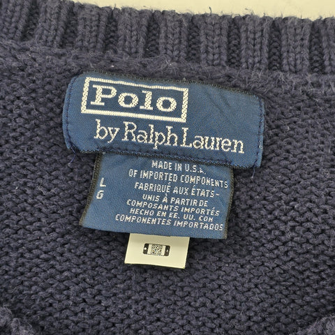 Polo Ralph Lauren USA Flag Knitted Jumper Blue Men's Large