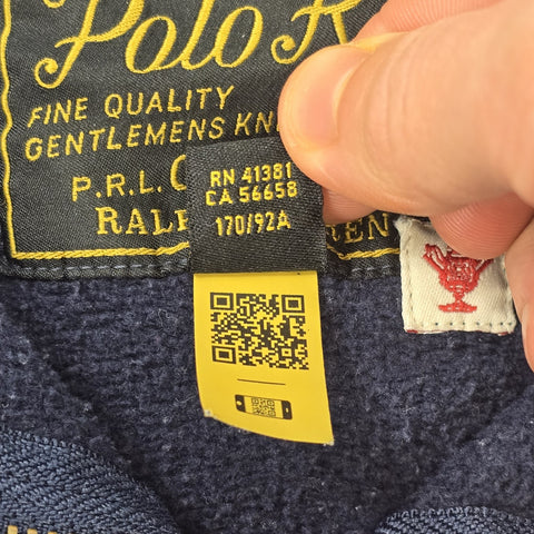 Polo Ralph Lauren R.F.C Rose Rugby 1/4 Zip Graphic Sweatshirt Blue Men's Small