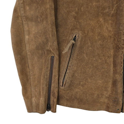 Polo Ralph Lauren Suede Cafe Racer Bomber Jacket Brown Men's XL
