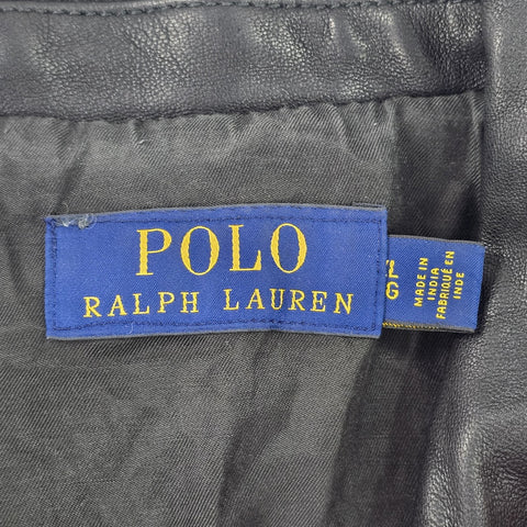 Polo Ralph Lauren Iconic Leather Motorcycle Bomber Jacket Black Men's Large