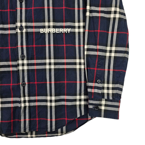 Burberry Spellout Check Pattern Long Sleeve Shirt Men's Medium
