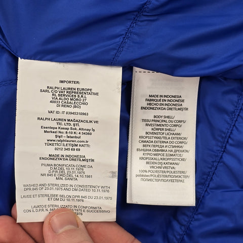 Polo Ralph Lauren Big Pony Tyrol Down Puffer Gilet Jacket Blue Men's Medium