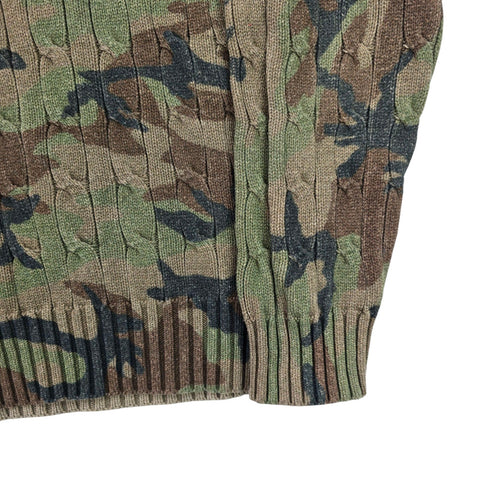 Polo Ralph Lauren Tiger Cable Knit Camouflage Cricket Jumper Men's Large