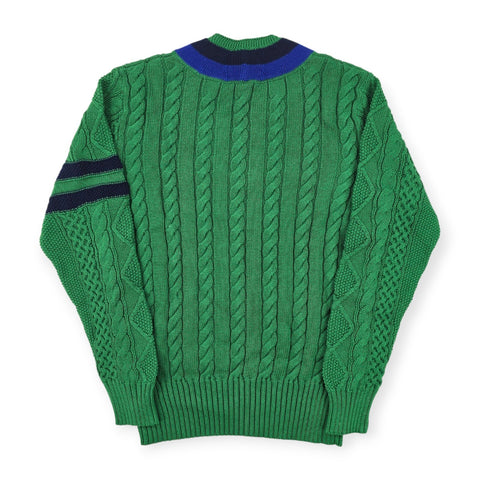 Polo Ralph Lauren Spellout Cable Knit Cricket Jumper Green Men's Medium