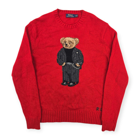 Polo Ralph Lauren Bear Knitted Jumper Red Men's Medium