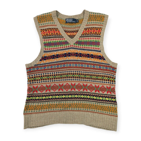Polo Ralph Lauren Fair Isle Knitted Vest Jumper Men's Medium