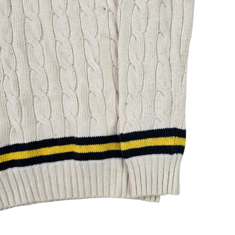 Polo Ralph Lauren Cable Knit Cricket Jumper White Men's Large