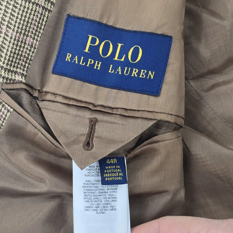Polo Ralph Lauren Glen Plaid Sport Coat Blazer Brown Men's Large
