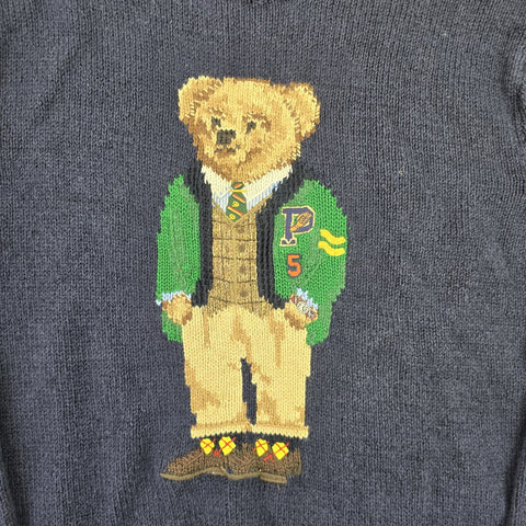 Polo Ralph Lauren Bear Knitted Jumper Blue Men's Small