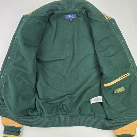 Polo Ralph Lauren Leather Varsity Tiger Letterman College Jacket Men's Medium