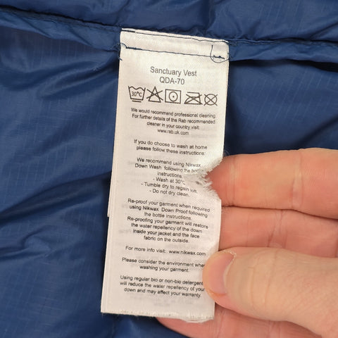 Rab Sanctuary Vest Down Puffer Gilet Jacket Blue Men's Small