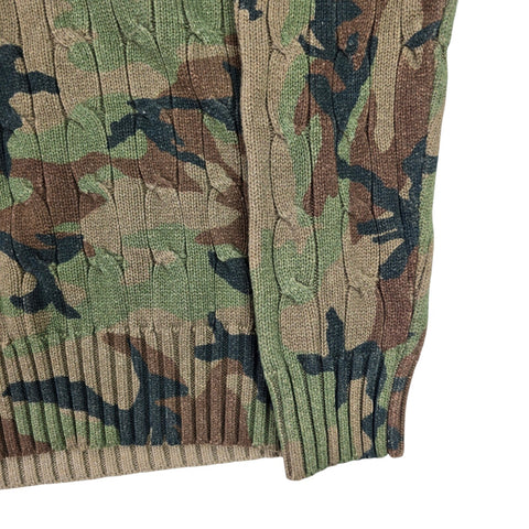 Polo Ralph Lauren Tiger Cable Knit Camouflage Cricket Jumper Men's Small