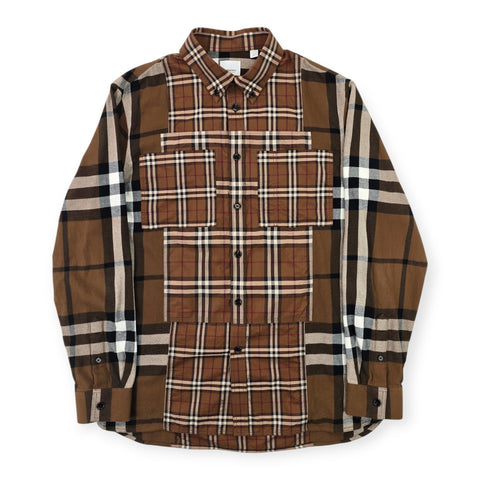 Burberry Patchwork Nova Check Long Sleeve Shirt Men's Medium
