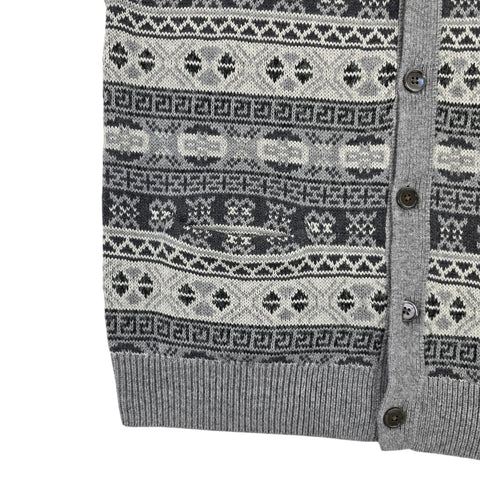 Polo Ralph Lauren Fair Isle Knit Cardigan Vest Jumper Grey Men's Large