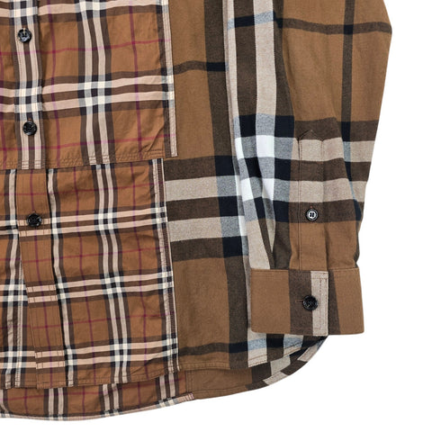 Burberry Patchwork Nova Check Long Sleeve Shirt Men's Medium