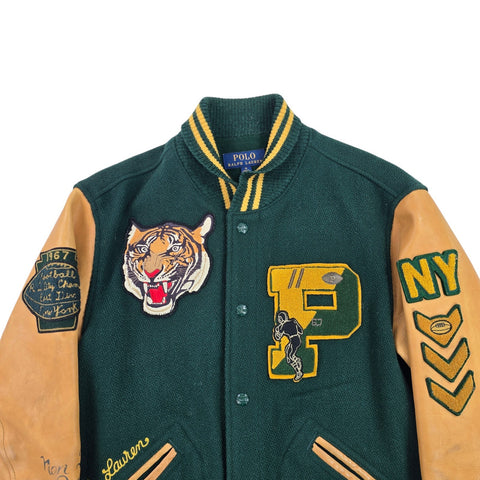 Polo Ralph Lauren Leather Varsity Tiger Letterman College Jacket Men's Medium