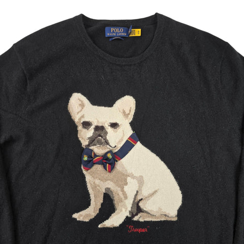 Polo Ralph Lauren Bow Tie Dog Cashmere Knitted Jumper Black Men's XL