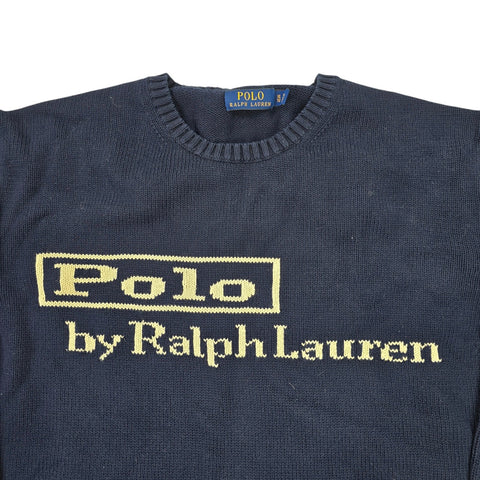 Polo Ralph Lauren Spellout Logo Knitted Jumper Blue Men's XL
