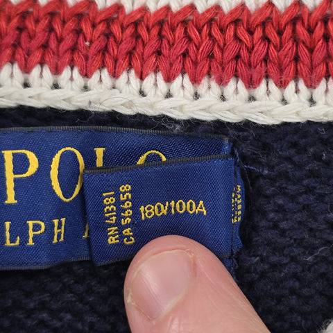 Polo Ralph Lauren USA Flag Shawl Knitted Cardigan Men's Large