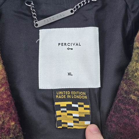 Percival Limited Edition Check Wool Trench Coat Men's XL