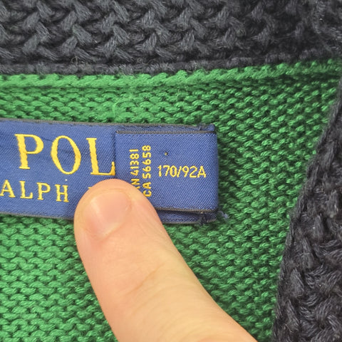 Polo Ralph Lauren Letterman Varsity P-Wing Knitted Cardigan Green Men's Small