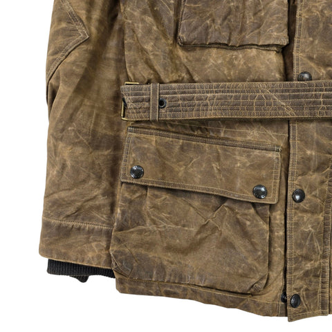 Polo Ralph Lauren Iconic Oilcloth Cylinder Biker Waxed Jacket Brown Men's Large