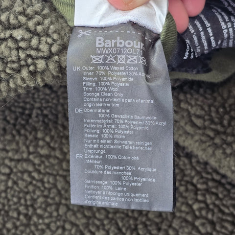 Barbour Catrick Great Coat Waxed Bomber Shearling Jacket Brown Men's Medium