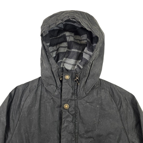 Barbour Pendle Waxed Parka Quilt Lined Jacket Grey Men's Medium