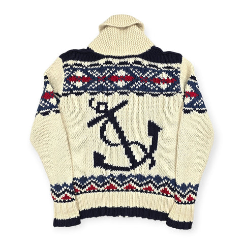 Polo Ralph Lauren Whale Anchor Full Zip Shawl Knitted Cardigan Men's Medium