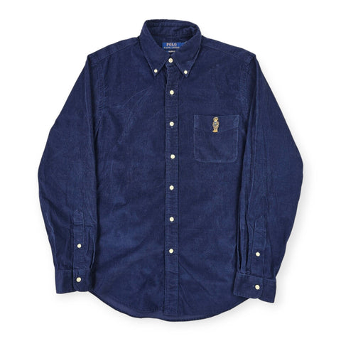 Polo Ralph Lauren Bear Corduroy Long Sleeve Shirt Blue Men's Medium