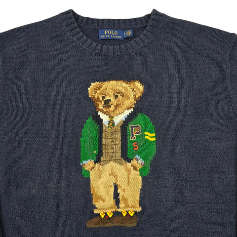 Polo Ralph Lauren Bear Knitted Jumper Blue Men's Large