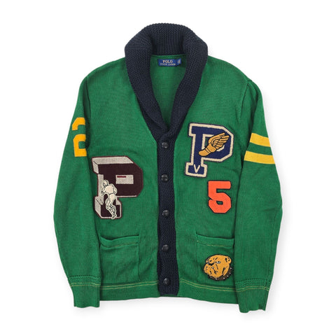 Polo Ralph Lauren Letterman Varsity P-Wing Knitted Cardigan Green Men's Small