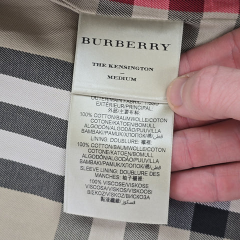Burberry Kensington Double Breasted Nova Check Trench Coat Brown Men's Large